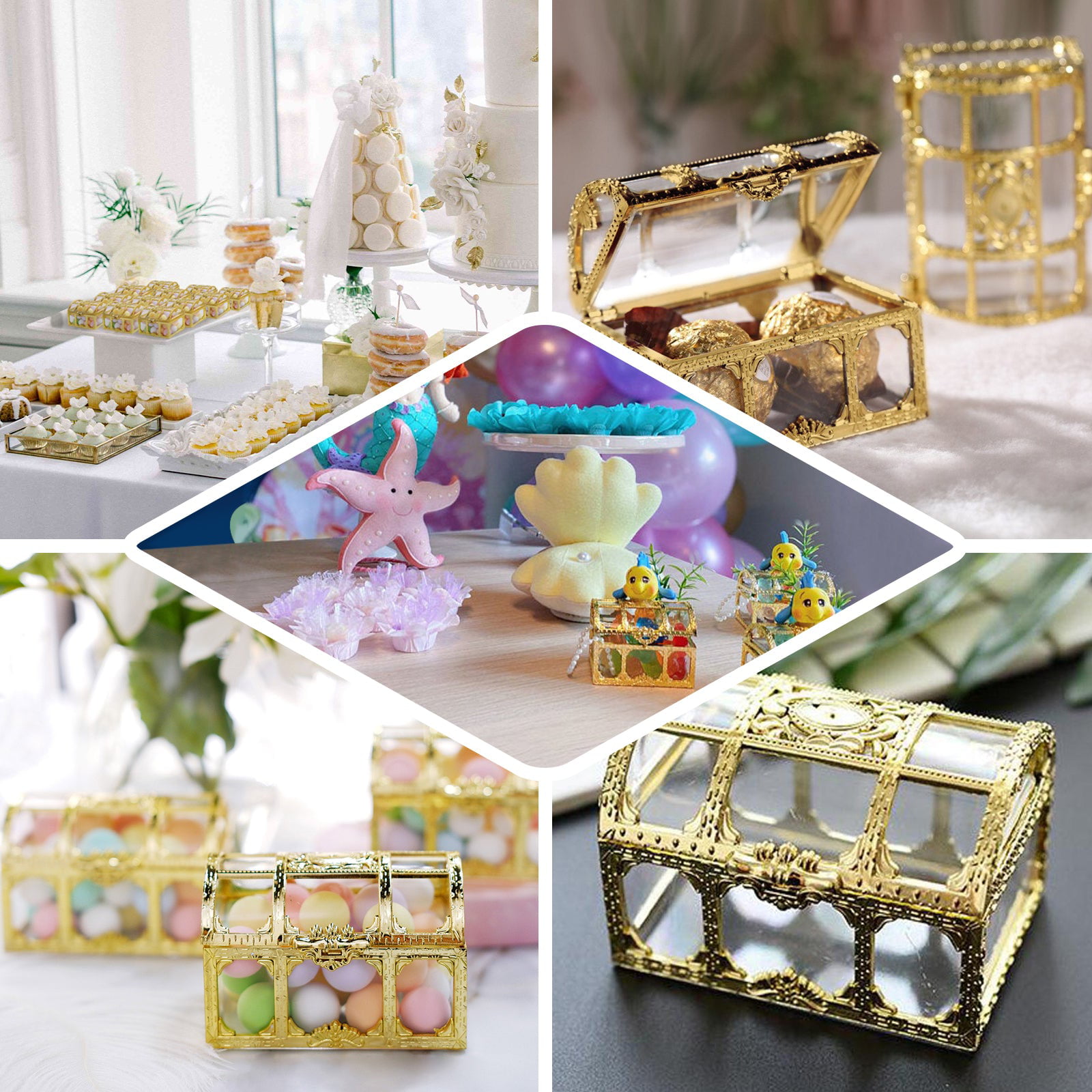 Warmtree 12 Pcs Candy Boxes Plastic Wedding Favor Boxes Candy Jars Candy Storage Boxes Gift Boxes for Wedding Baby Shower Christmas Birthday Party