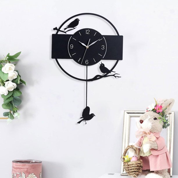 Reloj de pared con diseño de pájaro, adorno artístico minimalista