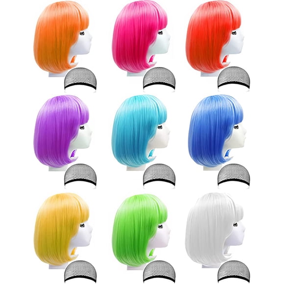 Pelucas de pelo LOHO WONDERZ Short Bob, 9 piezas, para mujeres y niñas