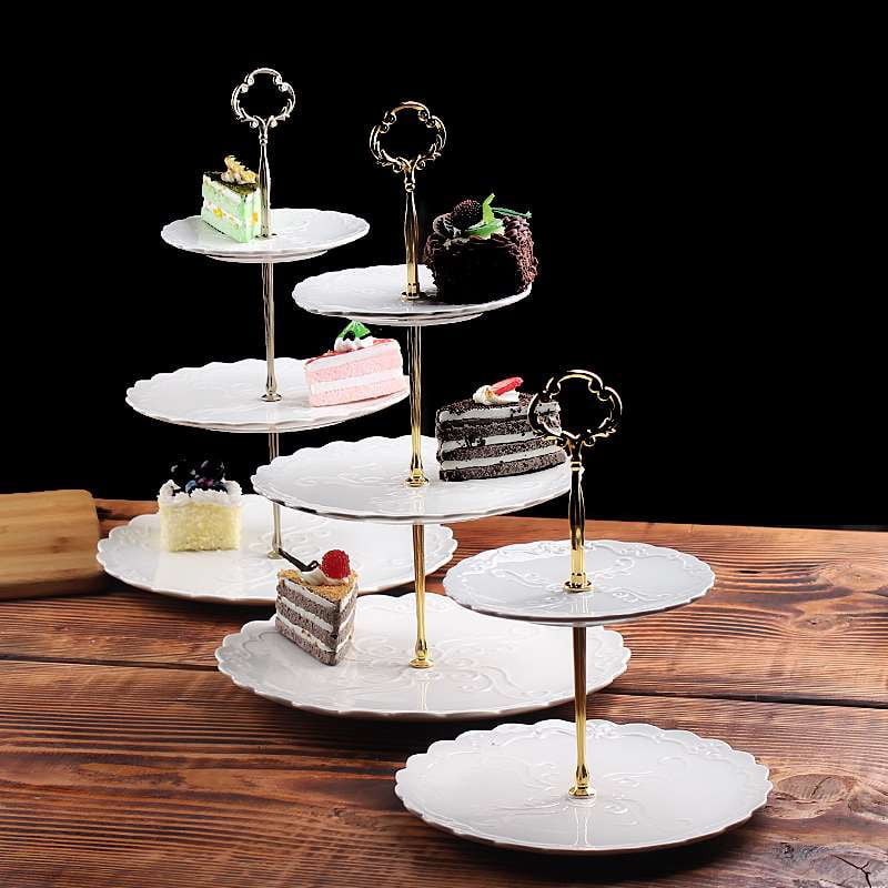 3 Tier Fruit Plate Dessert Cake Stand Display Rack For Wedding Birthday Hollow 