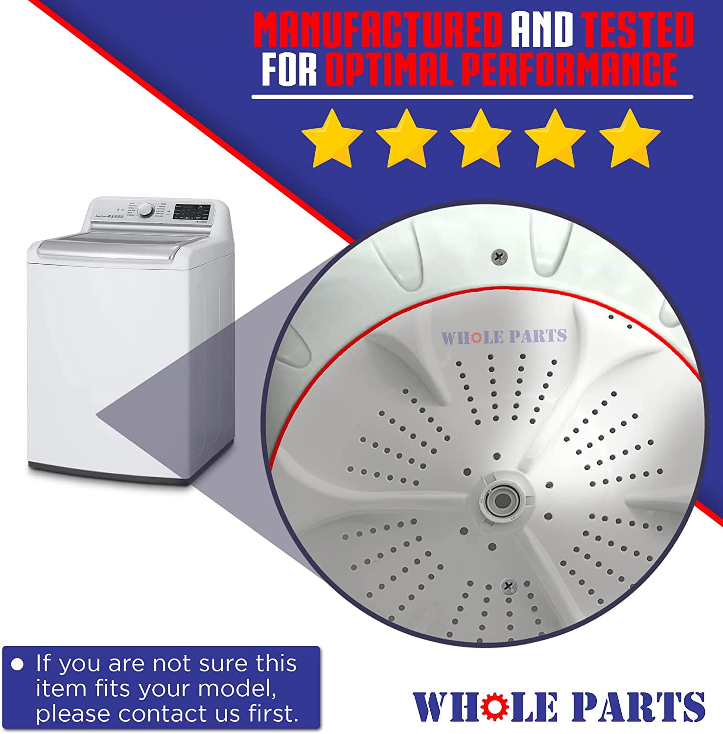 Whole Parts Washing Machine Washplate Part# W11252784 - Replacement and Compatible with Some Maytag and Whirlpool Washers