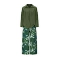 thumbnail image 4 of Womens 2 Piece Outfits Dressy Casual Long Sleeve Collared Shirt and Wide Leg Trouser Pant Loose Sets with Prints (2XL, Army Green), 4 of 8