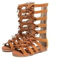 thumbnail image 3 of Odema Kids Girls Zipper Bowknot Strappy Knee-High Gladiator Sandals(Toddler/Little Kid), 3 of 5