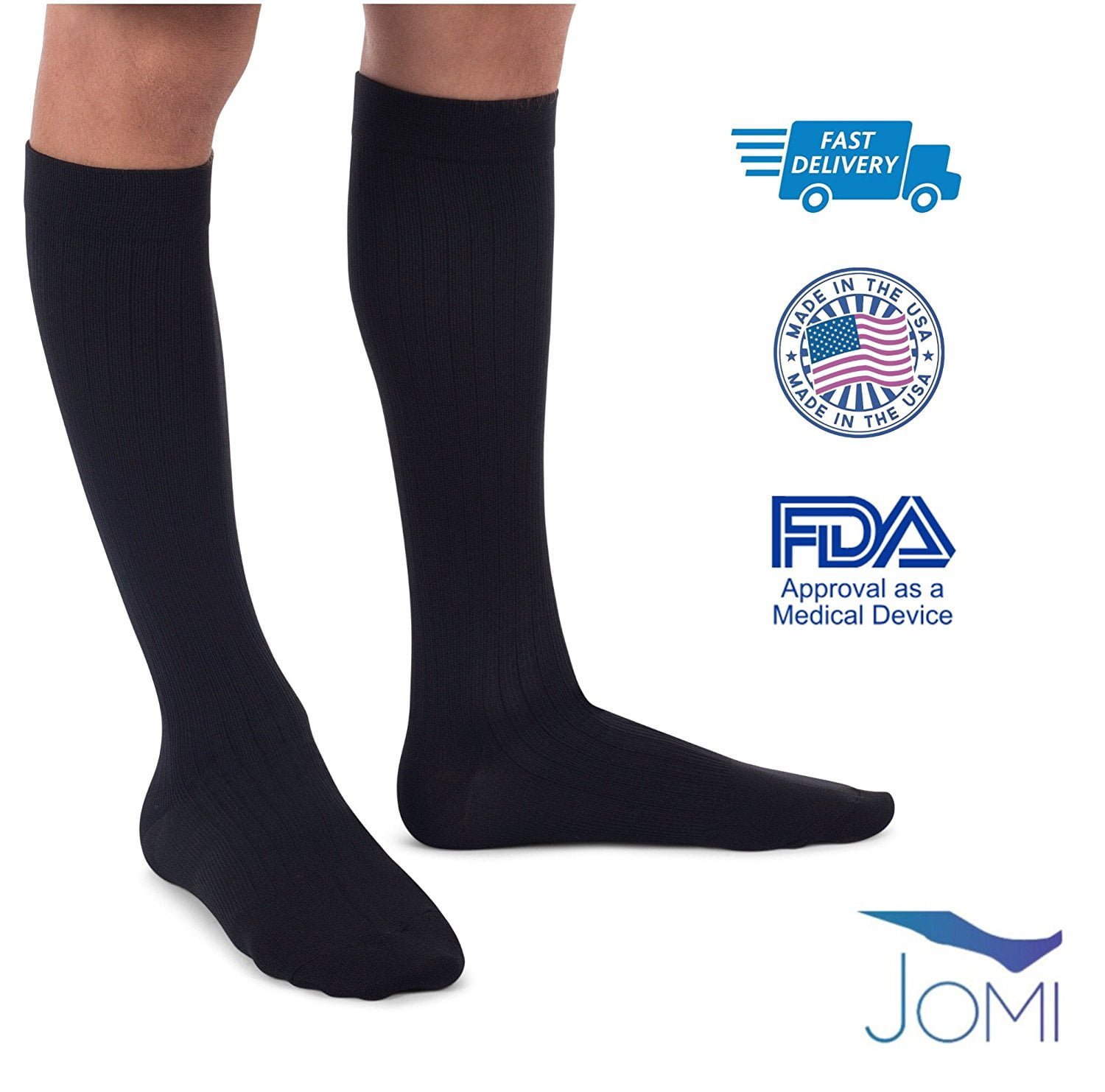 Jomi Compression Men Collection, 15-20mmHg Compression Socks Microfiber ...