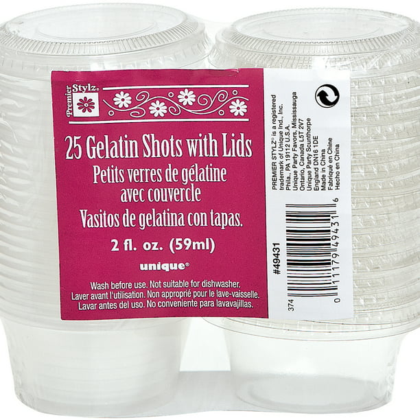 Gobelets de Gélatine en Plastique avec Couvercles 2oz 25/kg-Clair