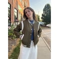 thumbnail image 4 of Zeagoo Women's Varsity Jacket Lightweight Bomber Jackets Spring 2 Pockets Button-up Casual Moto Fashion Baseball Outwear, 4 of 6