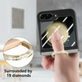 thumbnail image 4 of Compatible for Samsung Galaxy Z Flip5 Wristband Case with Diamond Ring Holder Kickstand, Electroplated Premium PU Leather Screen Protective Film Shockproof Slim Folding Cover for Galaxy Z Flip5, Black, 4 of 16
