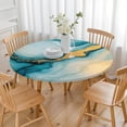 thumbnail image 3 of Blue Gold Marble Pattern Round Fitted Tablecloth with Elastic Edge,Dining Table Cover Waterproof,Outdoor Round Tablecloth for Camping,Dining,Indoor and Outdoor, 3 of 7