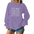 thumbnail image 4 of Mceream Valentines Chandails en Molleton pour Femmes Mode Imprimé Cœur Graphique Manches Longues Chemises Surdimensionnées Col Rond Chandail Tops Grande Taille Violet TG, 4 of 5