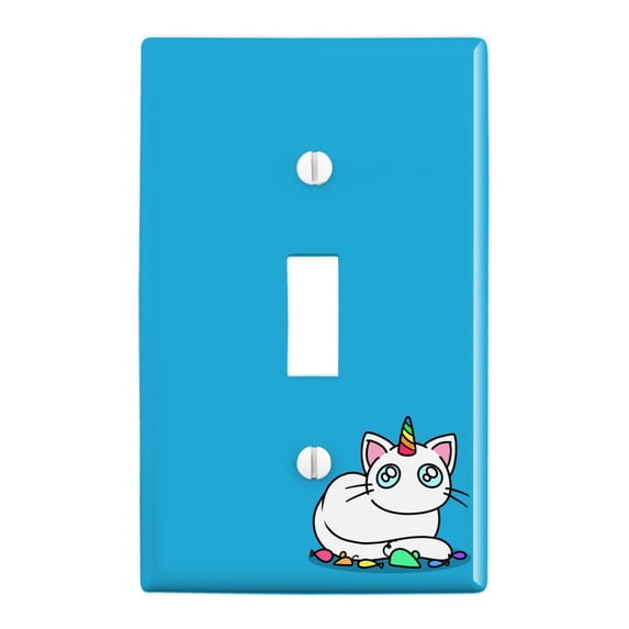 Unicorn Cat with Rainbow Mouse Toys Plastic Wall Decor Toggle Light Switch Plate Cover