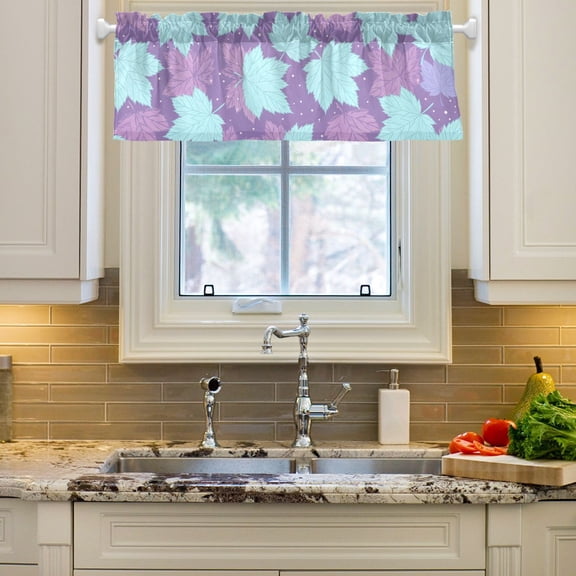 Leaves Curtain Valance 54x18in Treatment Decor Blackout Rod Pocket for Windows Living Room Kitchen