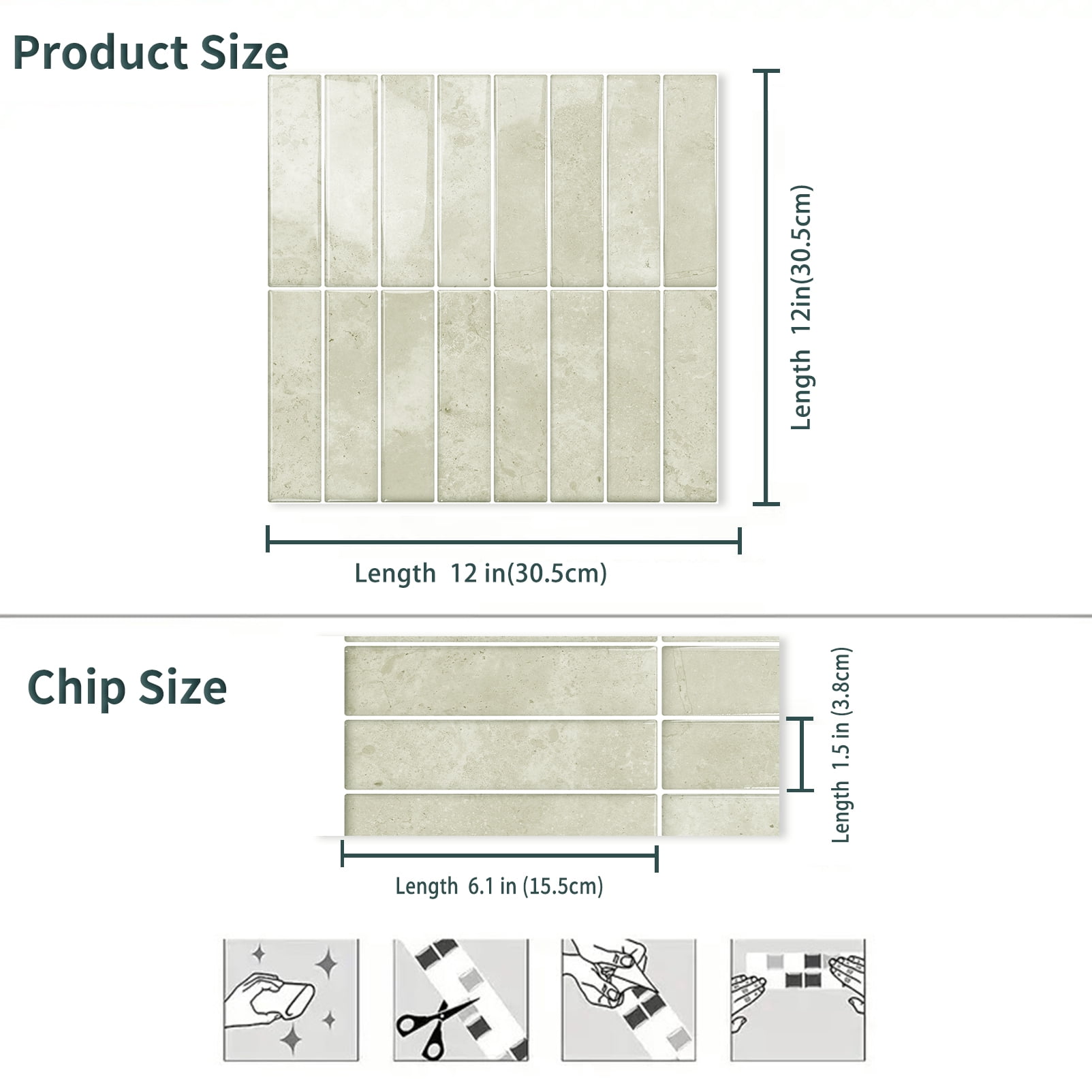 DEWOO 10 Sheet Thicker Peel and Stick Backsplash Tile,3D Self Adhesive Wall Tiles Stick on Backsplash for Kitchen,Bathroom,Camper (12"×12",Beige)