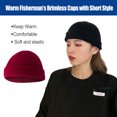 thumbnail image 2 of Gorro de lana Qarigey tendencia buena elasticidad gorras clásicas de pescador sin borde Vino rojo, 2 of 6