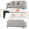 thumbnail image 2 of 80.5" Linen Fabric Sofa Couch for Living Room,3-Seat Contemporary Upholstered Track Arm Sofa Couch with Wood Legs and Throw Pillow,Apartment,Office,Grey, 2 of 8