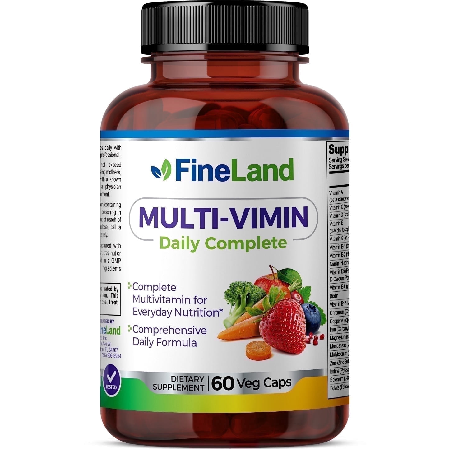 Fineland Vitamins Adult Multivitamins, VEGGIE EVERYDAY, Vegan, 60 Count