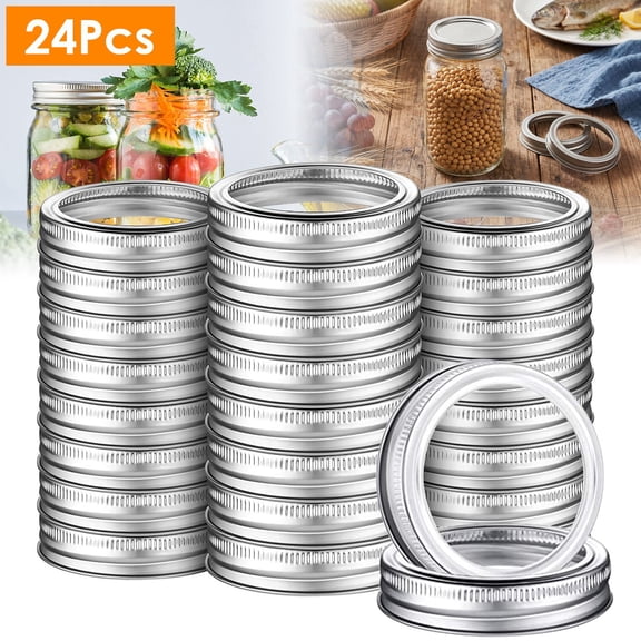 iMounTEK 24Pcs Canning Rings for Mason Jars, 70mm Regular Mouth Rustproof Screw Bands Reusable and Leak-Proof