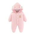 thumbnail image 2 of Ccpelsie Baby Baby Bear Onesie Thin Fleece Footie Romper Snowsuit Hooded Jumpsuit Bodysuit Winter Outwear Boy Girl(Pink,0-3 Months), 2 of 6