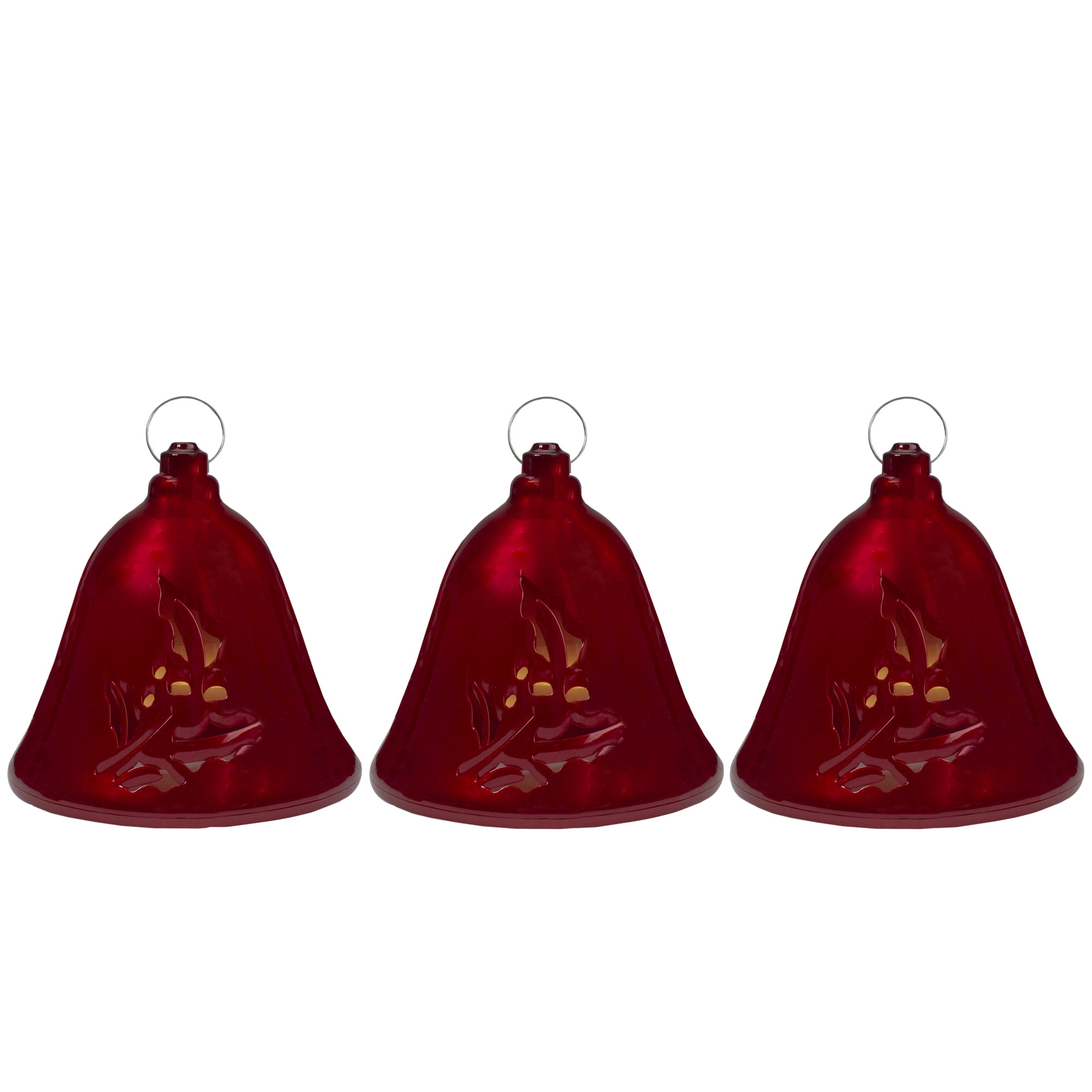 Northlight Musical Lighted Red Bells Christmas Decorations - 6.5  - Red - Set of 3