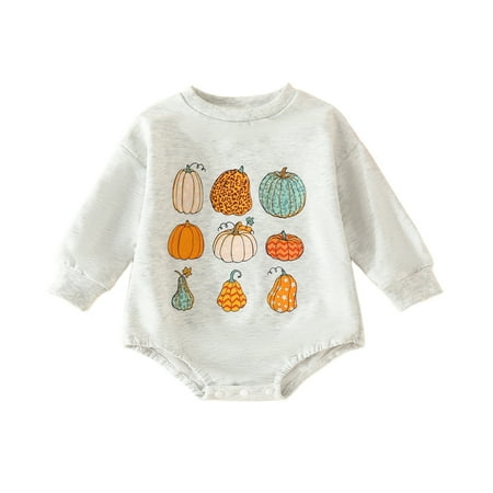 

WUXIAN Toddler Boys Girls Long Sleeve Cartoon Printed Pullover Romper Sweatshirt Bodysuits Baby Onesie Children Trendy Dailywear