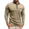 thumbnail image 2 of Polo Shirt Men Long Sleeve Button Polo Tees Basic Beige Men Casual Shirt, 2 of 6