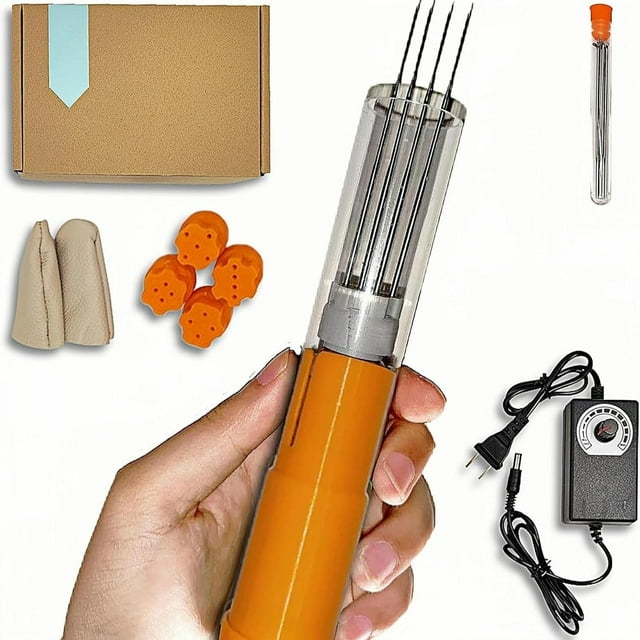 Electric Felting Needle Machine, Wool Felting Tool, 1-7 Needles Speed Adjustable, Easy to Change Needle for DIY Wool Painting (Orange)