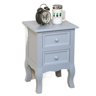 Set of 2 Gray Wooden Nightstands Bedroom Furniture with Drawer and Storage Basket - Simple and Sustainable Bedside Tables for Storage and Decoration