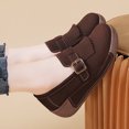 thumbnail image 4 of Women's Suede Wedge Loafers Slip-On Comfortable Penny Loafers Thick Soft Platform Shoes Business Work Walking, 4 of 8
