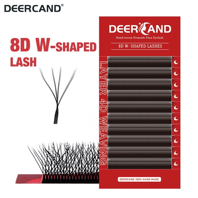 DEERCAND cilios 8d Extensión De Pestañas En Forma De W Con Dos Puntas 4d Prefabricado Ventilador Producto De Maquillaje De Visón Postizas