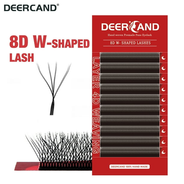 DEERCAND cilios 8d Extensión De Pestañas En Forma De W Con Dos Puntas 4d Prefabricado Ventilador Producto De Maquillaje De Visón Postizas