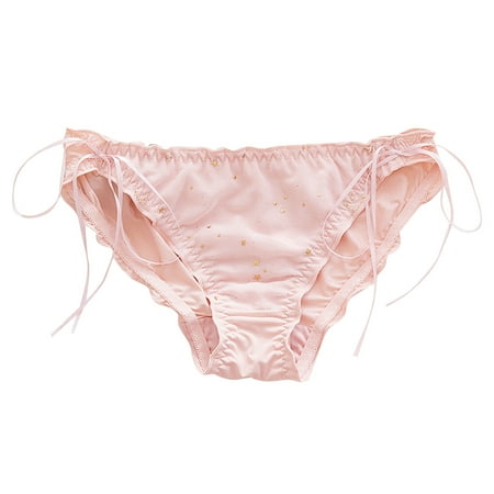 

Fashion Women Panties Lingerie Ladies Panties Ice Silk Seamless Panties Solid Color Lace Panties Low Waist Ribbon Briefs