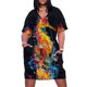 thumbnail image 1 of Vestido de caballito de mar eléctrico para mujer traje holgado con bolsillos ropa elegante de verano, 1 of 6