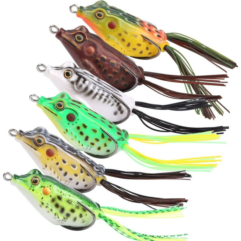 FULenQnu Frog Fishing Lure Hollow Body Frog Topwater Soft Baits Lures for  Bass Pike Snakehead Dogfish Musky (Style C -Pack of 6) 