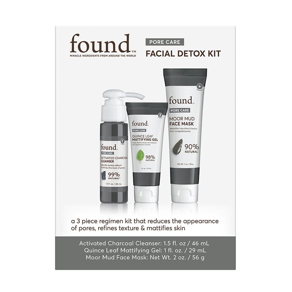 FOUND PORE CARE Facial Detox Kit: Activated Charcoal Cleanser, Quince Leaf Mattifying Gel, Moor Mud Face Mask - image 2 of 10