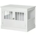 thumbnail image 3 of Witaxima PawHut White Wooden Dog Crate End Table with Triple Doors, Spacious Tabletop & Steel Tubes, Indoor Furniture for Small Dogs Under 22 lbs, 30.8"L x 20.8"W x 23.3"H, 3 of 11