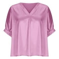 thumbnail image 3 of Women's Plus Size Blouses 3/4 Sleeve Dressy Tunic Tops V Neck Casual Loose Blouse Pleated Shirts Women's Athletic Tops Womens T Shirts Shirts Comfy Women Womens T Shirts Short Sleeve Loose Fit Workout, 3 of 5