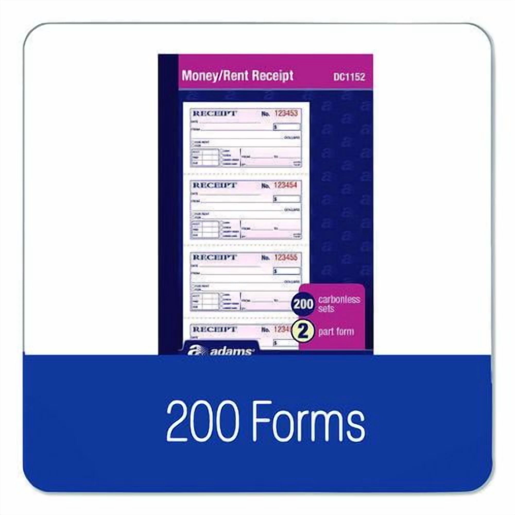 Money/Rent Receipt Book, Two-Part Carbonless, 4.75 x 2.75, 200 Forms Total | Bundle of 2