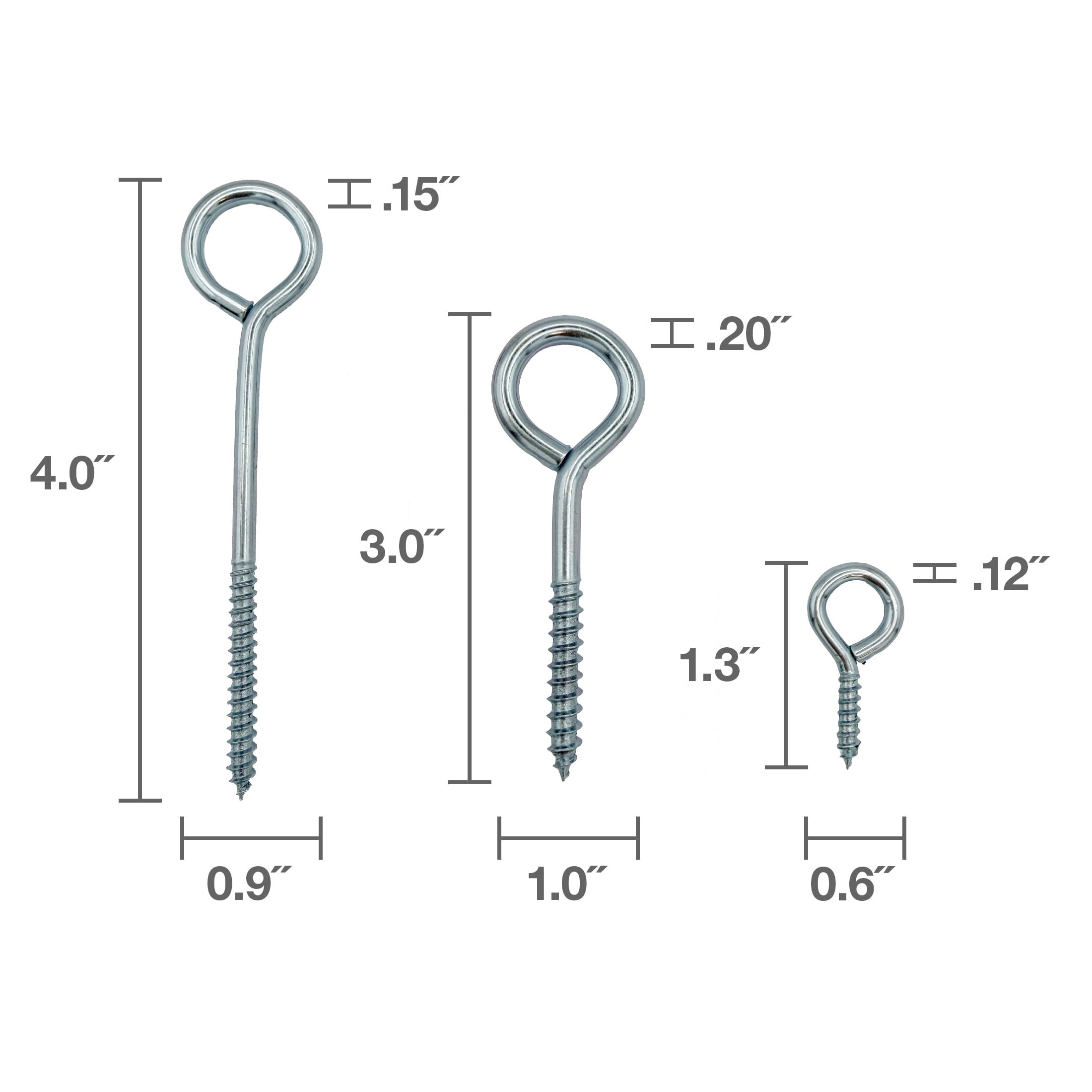 (2 pack) Screw Eye Bolt Assortment Pack, 3 Assorted Sizes, Zinc, Peerless Chain Company, #4800660