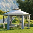 thumbnail image 4 of Garvee 79.5" Pop up Gazebo, Adjustable Height with Mosquito Net, Double-Layer, Grey, 4 of 11