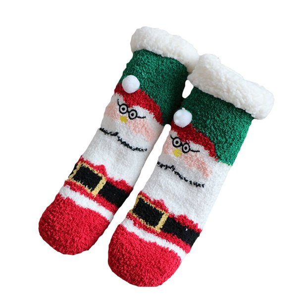 Kids Christmas Warm Fleece Socks Winter Cozy Fuzzy Slipper Socks