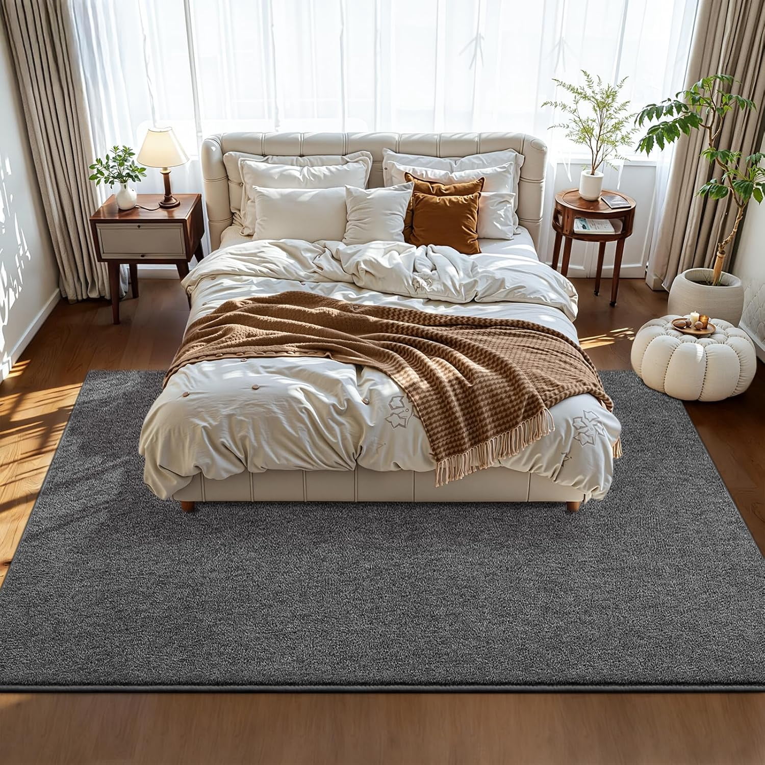 Noahas Soft Low Pile Rug Modern Area Rugs for Bedroom Living Room,Suitable for Boys Girls Teenagers and Adults with Super Soft Touch , Black Grey , 6' x 9'