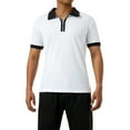 thumbnail image 1 of Luiryar Plus Size Men's Quarter Zip Polo Shirts Casual Short Sleeve Lapel Collar Contrast Color Slim Fit Tops, 1 of 9