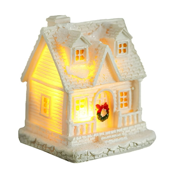 LAMIRO Light Up Christmas Village House Church Tower Christmas Castle Scene Decor Resin Ornament Gift Christmas Houses Village