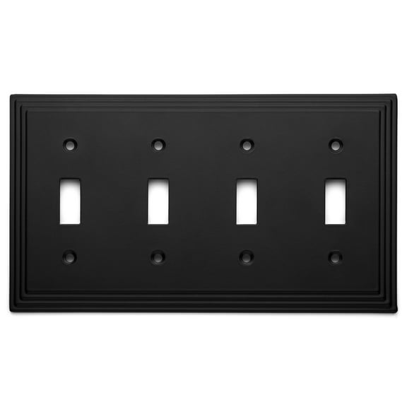 Cosmas 25045-FB Flat Black Quadruple Toggle Switchplate Wall Switch Plate Cover