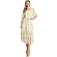 thumbnail image 4 of LOVE COLETTE Women's Cold Shoulder Floral Midi Dress (S, Ivory), 4 of 4