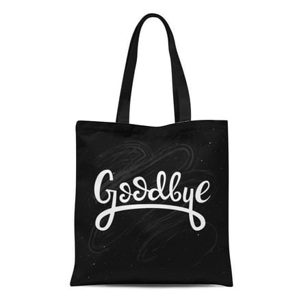 ASHLEIGH Canvas Tote Bag Best Lettering on Chalk Board Goodbye Hand Sketched Sign Badge Reusable Shoulder Grocery Shopping Bags