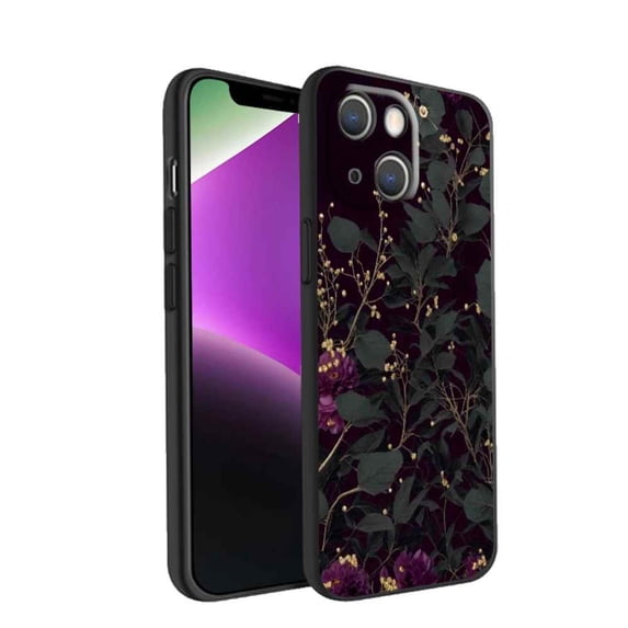 Gold-Floral-Dark-Grunge-Academia-aesthetic-3 Phone Case, Degined for iPhone 14 Plus Case Men Women, Flexible Silicone Shockproof Case for iPhone 14 Plus