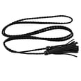 thumbnail image 3 of 2 pieces Woven Tassel Waist Belt Vintage Style Casual Waistband Waist Rope with Bead Pendant Lady Jeans for Party Wedding Black and Dark Brown, 3 of 8