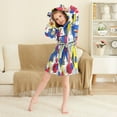 thumbnail image 3 of FORMRS Niños Bathrobe Unisex Hooded Robe Soft Plush Pajamas Sleepwear, Size 10-12T, Yelllow Simple Shapes, 3 of 7