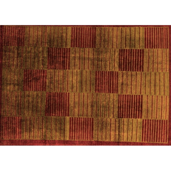 Ahgly Company Indoor Rectangle Abstract Orange Modern Area Rugs, 8' x 12'