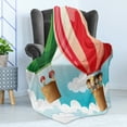 thumbnail image 4 of Explore Soft Flannel Fleece Blanket, Children in Hot Air Balloons Flying Kids Adventure Exploration Themed Illustration, Cozy Plush for Indoor and Outdoor Use, 70" x 90", Multicolor, by Ambesonne, 4 of 5